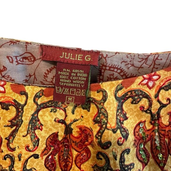 Julie G. Boho Full Circle Skirt  Zebra Floral India Block Print Gypsy Artsy Sz M - Picture 3 of 9